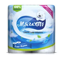 Туалетная бумага "Мягкоff", 16 м, белая, с тиснением и перфорацией, 2 слоя, 4 рулона