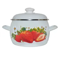 Кастрюля 2 л, эмалированная сталь, Сочная клубника